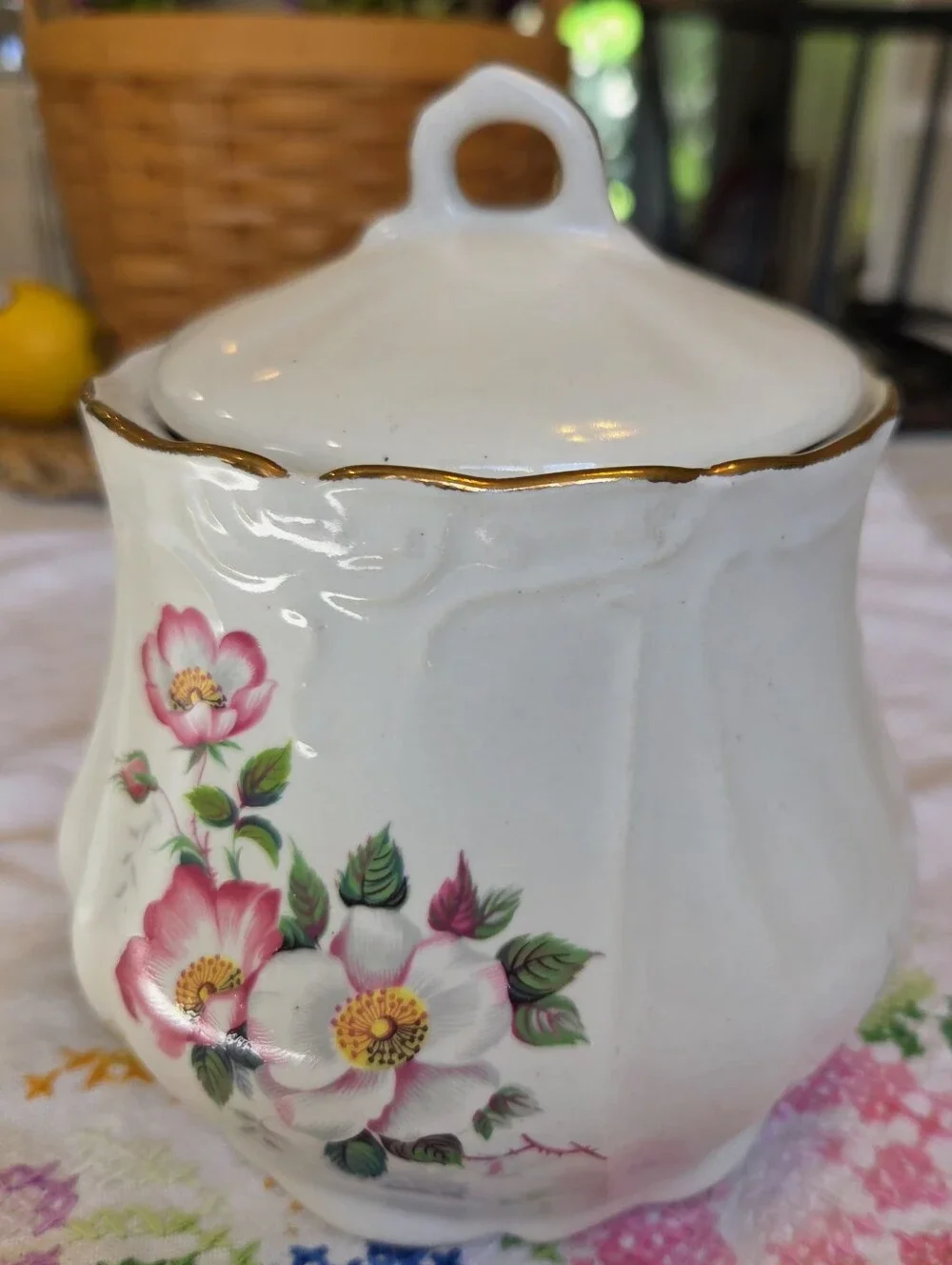 3 Pc. House of Webster Briar Rose Biscuit And Cream Set Farmhouse Granny Chic
